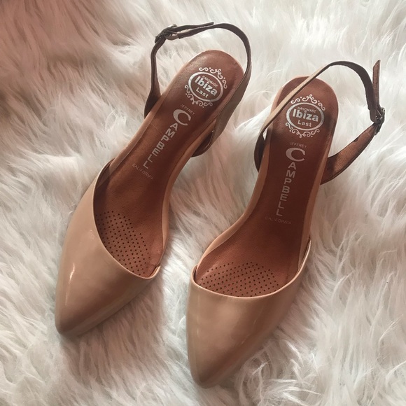Jeffrey Campbell Estelle Slingback Pointy Patent Leather Nude Pumps Size 8.5 - Picture 3 of 9